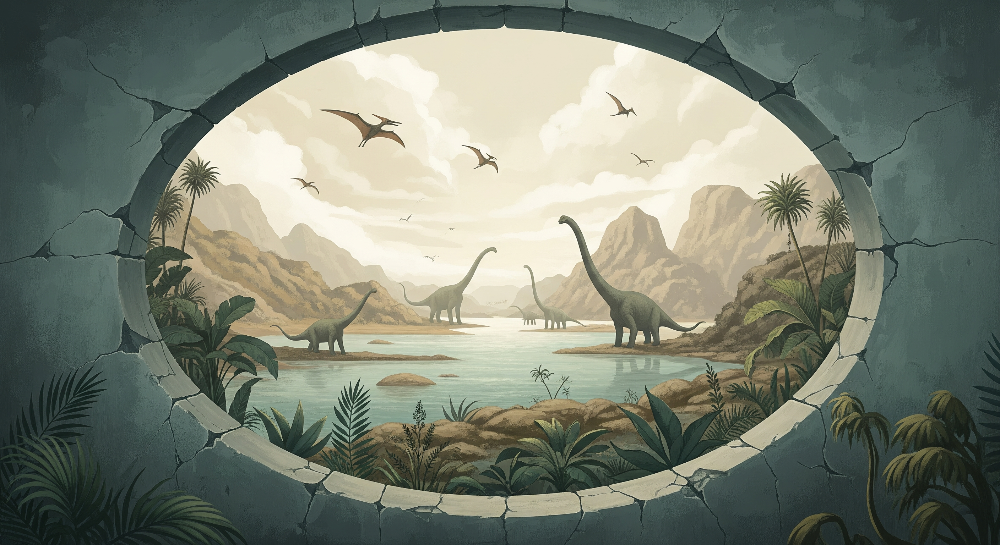 Broken Stone Portal Dinosaur Valley Wall Mural