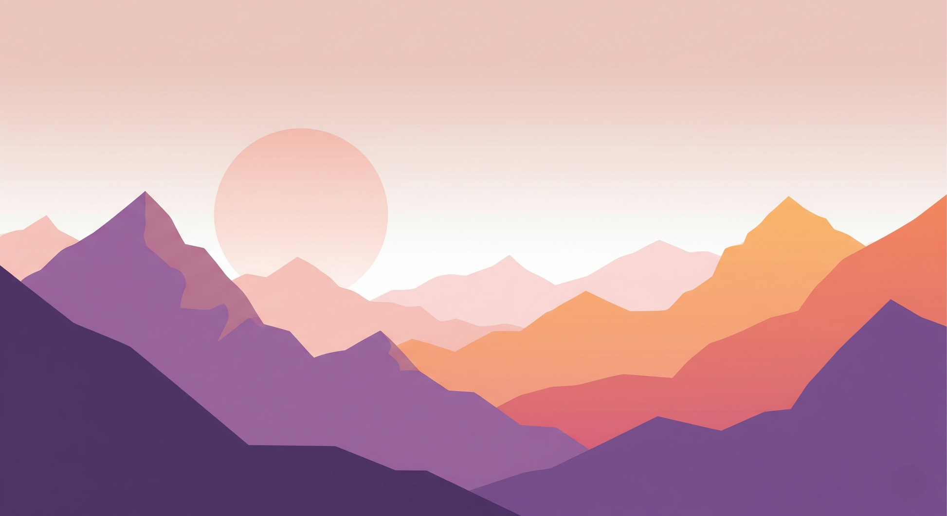 Kids-Mundo sunset gradient mountain wall mural flat artwork showing the complete design and colours
