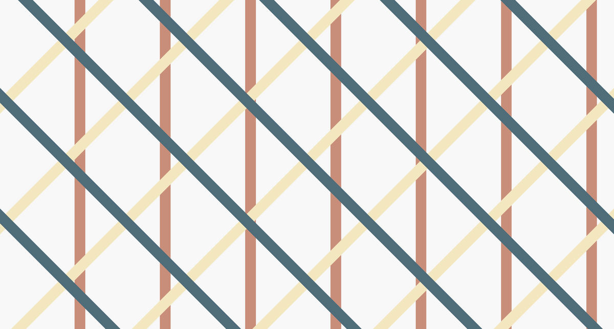 Teal and Terracotta Diagonal Plaid Wall Mural