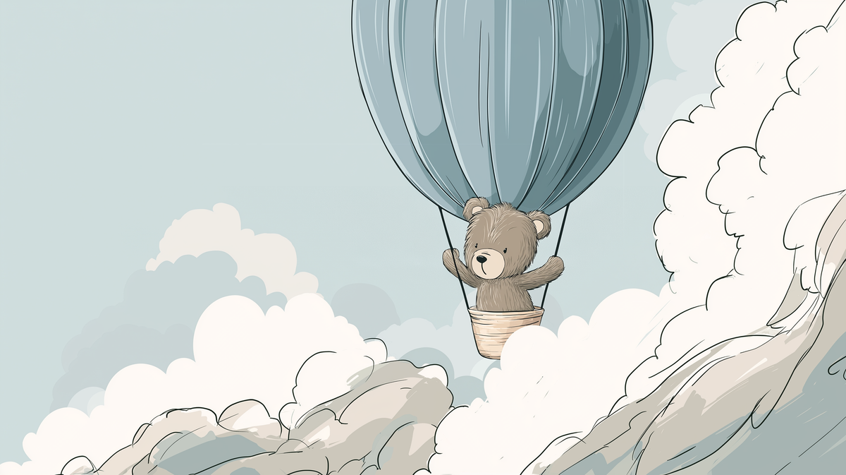 Teddy Bear Hot Air Balloon Wall Mural