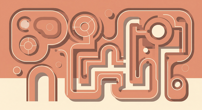 Kids-Mundo flat artwork of an abstract terracotta and cream maze pattern design