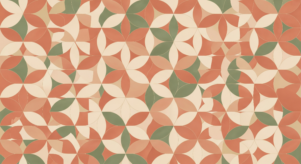 Terracotta Flower Tile Wall Mural