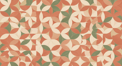 Flat artwork of the Kids-Mundo terracotta, cream and sage flower tile wall mural pattern