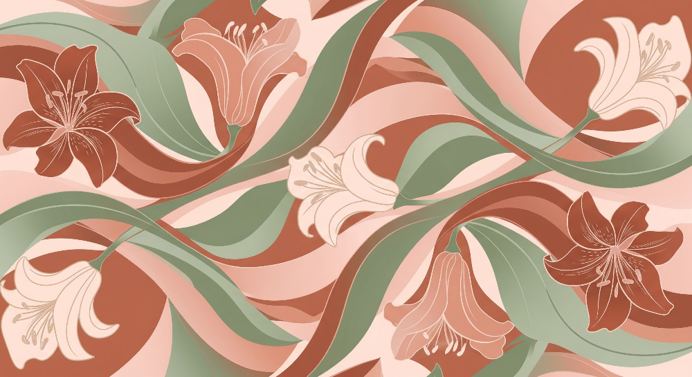 Terracotta Lily Bloom Wall Mural