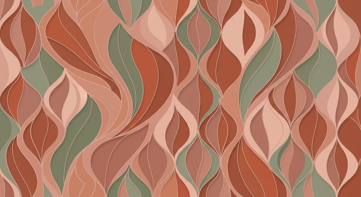 Terracotta Wavy Ogee Wall Mural