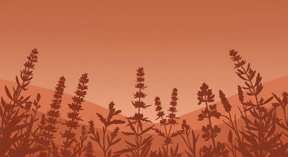 Terracotta Wildflower Silhouette Wall Mural