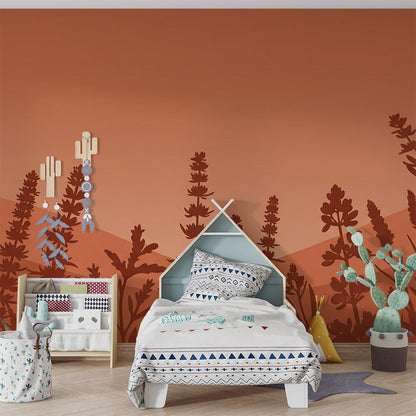 Kids-Mundo wildflower silhouette wall mural brightening a playroom reading corner