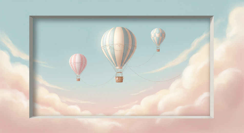 Three Hot Air Balloons Window View Wall Mural