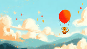 Detailed tiger hot air balloon mural wallpaper design pattern by Kids-Mundo