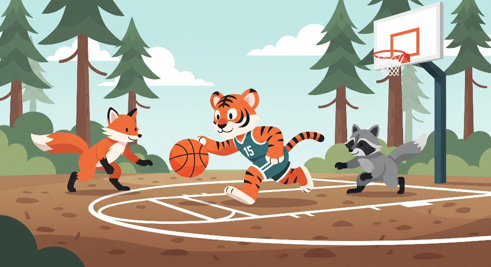 Tiger Basketball Team Wall Mural
