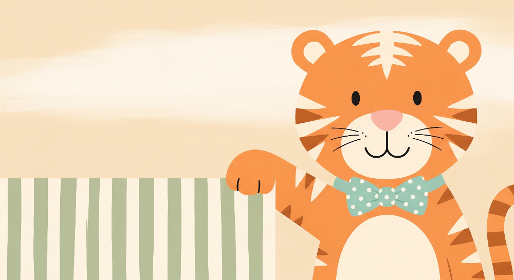 Smiling Tiger Cub with Bow Tie Wall Mural