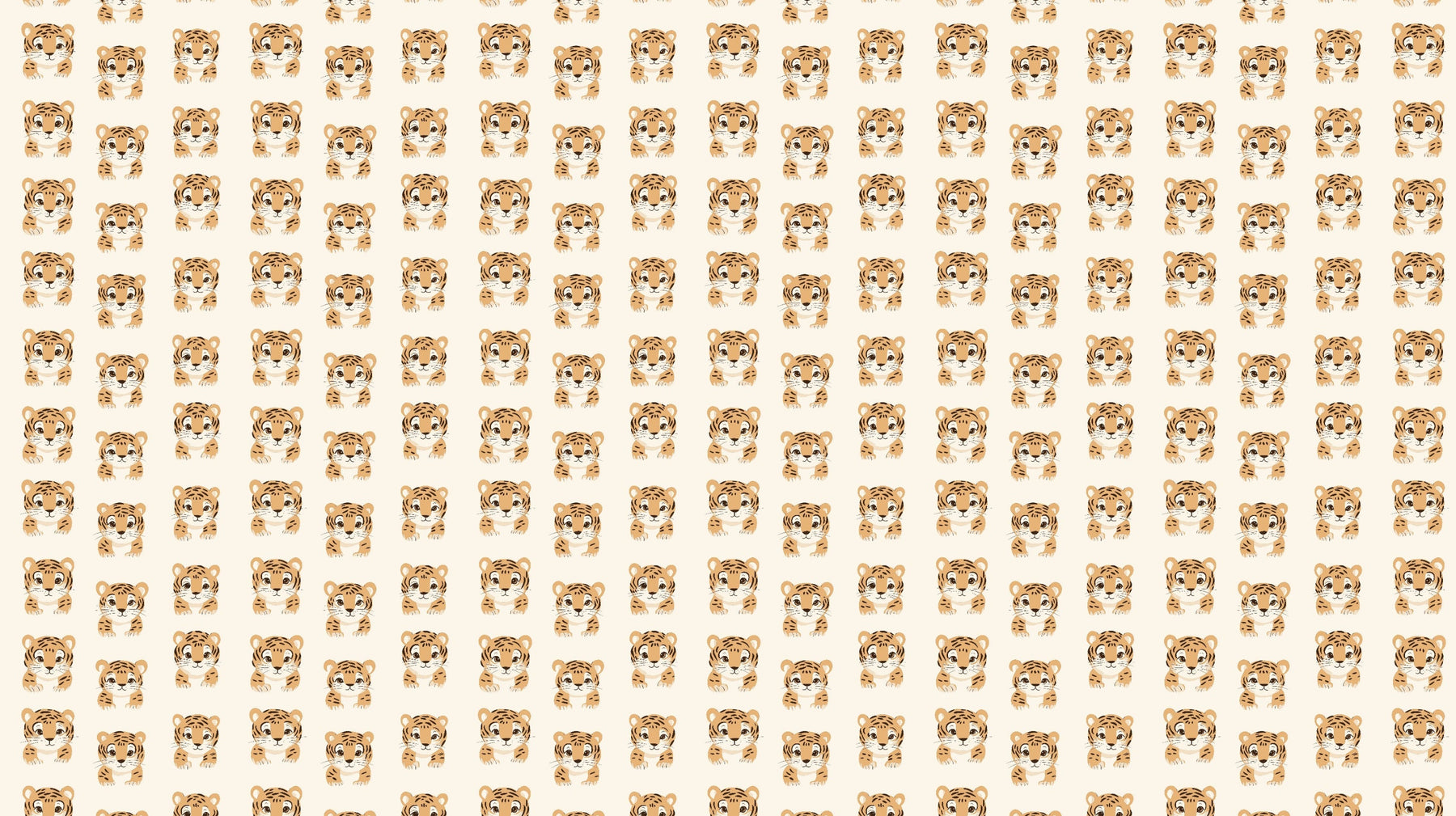Cute tiger face mural wallpaper design pattern showing adorable animal portraits by Kids-Mundo