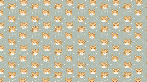 Detailed tiger faces mural wallpaper design pattern with stars on pastel background by Kids-Mundo