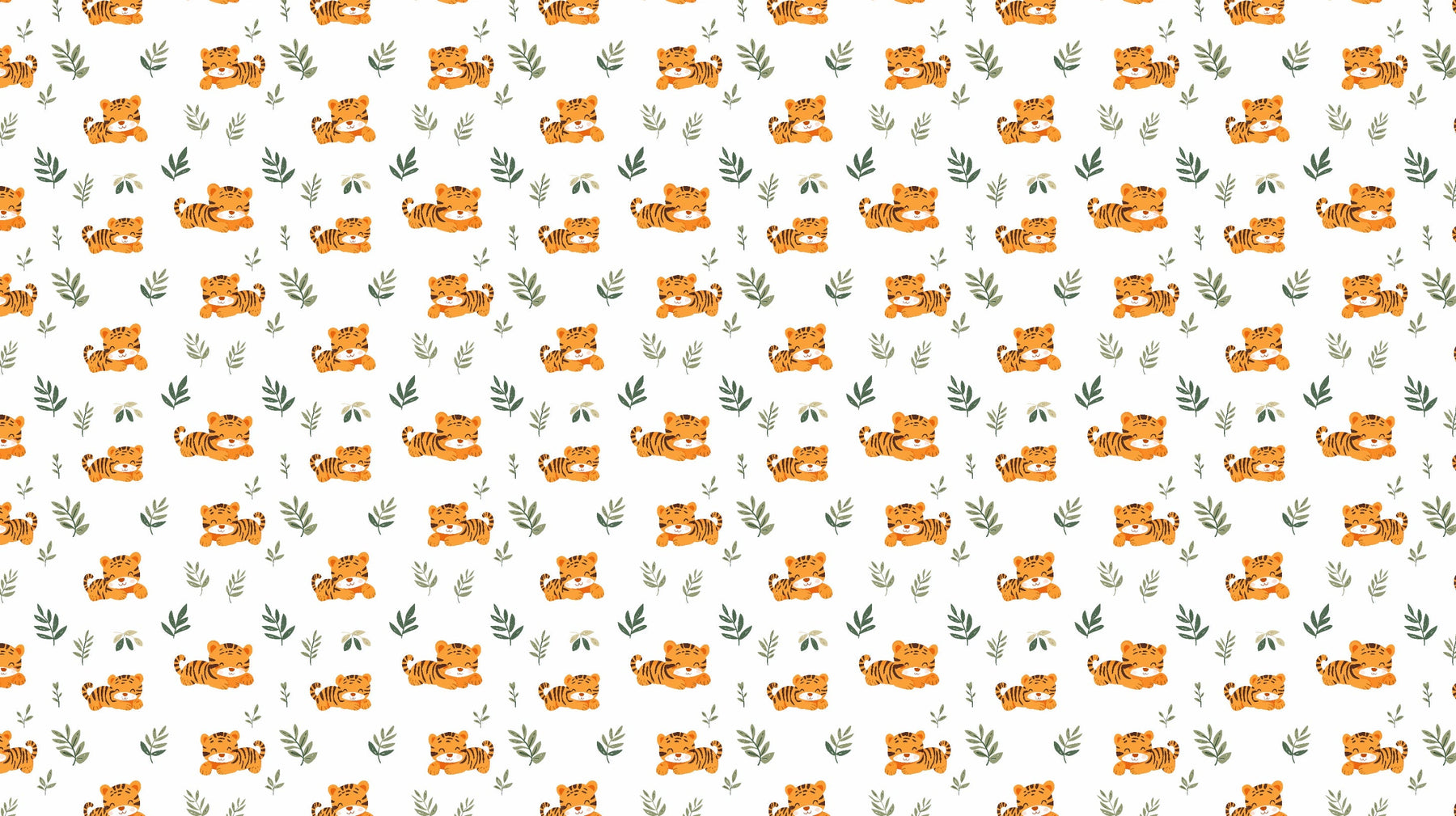 Detailed tiger and green foliage mural wallpaper design pattern by Kids-Mundo