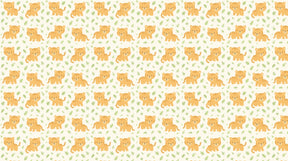 Detailed smiling tiger cubs mural wallpaper design pattern with botanical elements by Kids-Mundo