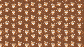 Detailed tiger mural wallpaper design pattern with stars on brown background by Kids-Mundo