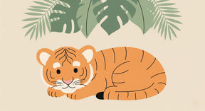 Detailed tiger and tropical foliage mural wallpaper design pattern by Kids-Mundo