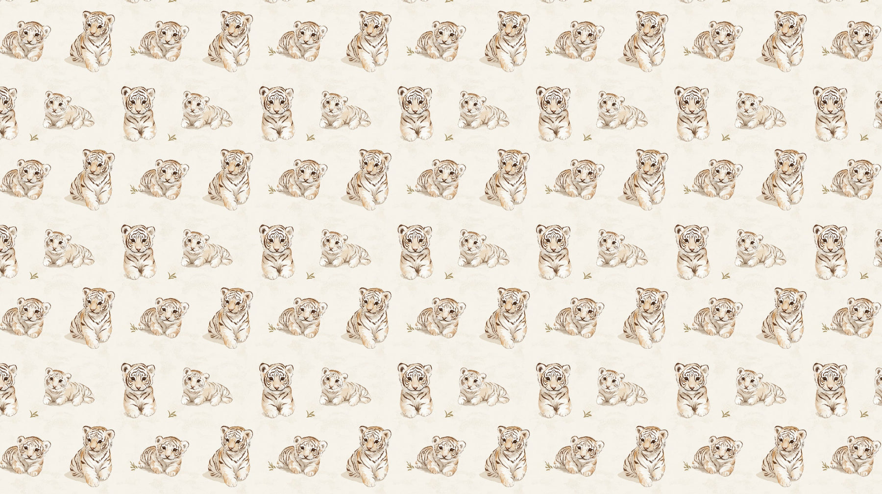 Detailed tiger mural wallpaper design pattern with adorable safari motifs by Kids-Mundo