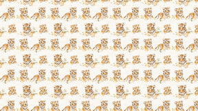 Detailed soft-toned tiger mural wallpaper design pattern with botanical elements by Kids-Mundo