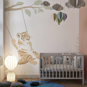 Playful tiger wallpaper transforming children's bedroom into adventure jungle by Kids-Mundo