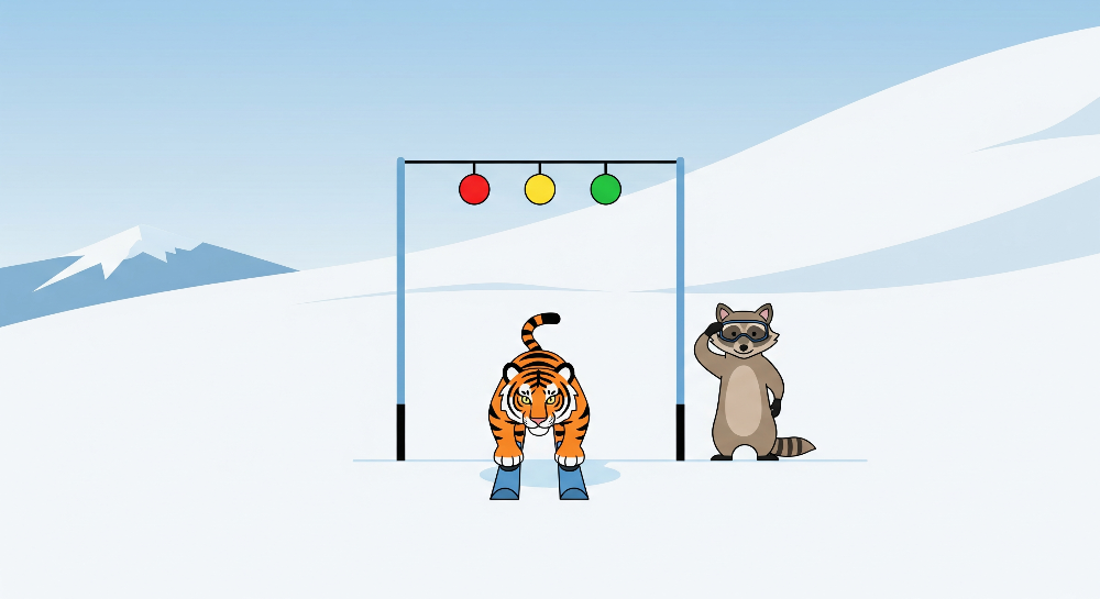 Tiger and Raccoon Snow Game Wall Mural