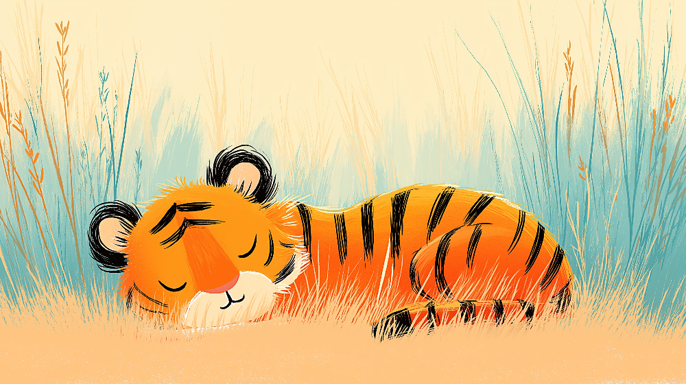Sleeping Tiger in a Sunny Meadow Wall Mural