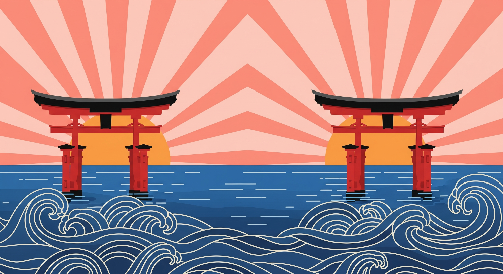 Japanese Torii Gates Sunset Wall Mural