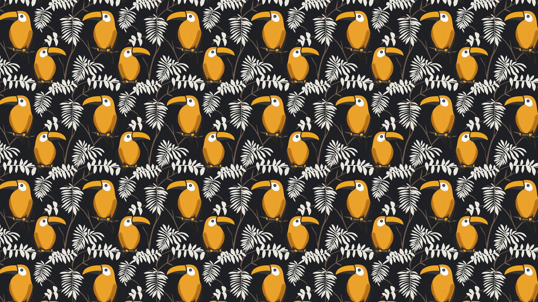 Detailed toucan and tropical foliage mural wallpaper design pattern by Kids-Mundo