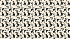 Detailed toucan mural wallpaper design pattern showing stylized tropical birds on soft background