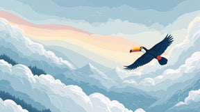 Detailed toucan and rainbow clouds mural wallpaper design pattern by Kids-Mundo