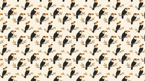 Detailed toucan mural wallpaper design pattern showing elegant tropical birds on beige background by Kids-Mundo