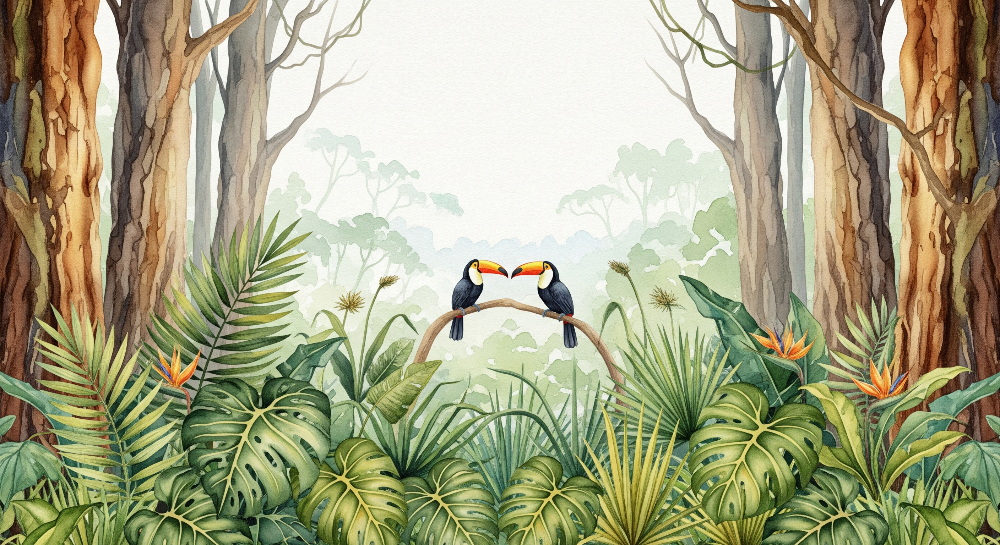 Two Toucans in the Jungle Wall Mural