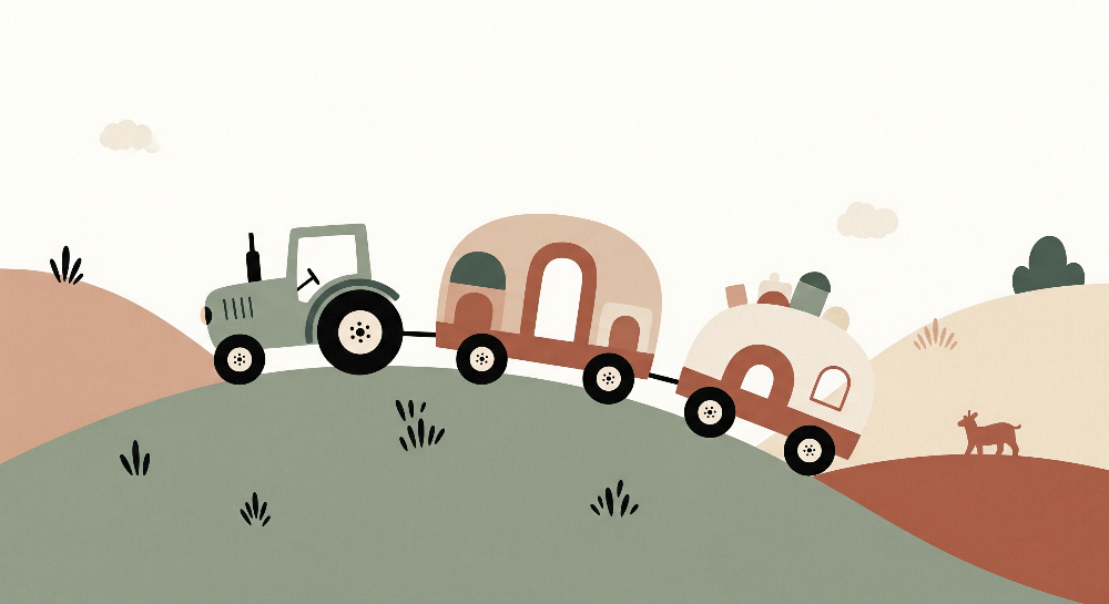 Tractor and Caravans Wall Mural