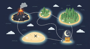 Detailed treasure map mural wallpaper design pattern with islands and volcano by Kids-Mundo
