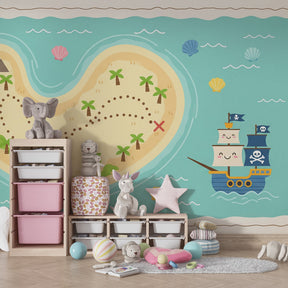 Adventure island treasure map wallpaper transforming children's nursery into exploration zone