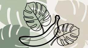 Detailed tropical banana and exotic leaves mural wallpaper design pattern by Kids-Mundo