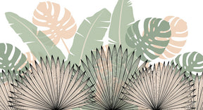 Detailed tropical fern and palm leaf mural wallpaper design pattern by Kids-Mundo