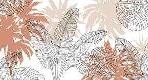 Detailed tropical leaves mural wallpaper design pattern with soft botanical motifs by Kids-Mundo