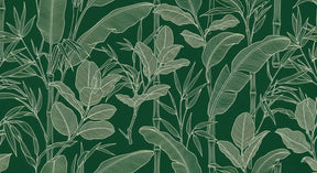 Detailed tropical leaves mural wallpaper design pattern with hand-drawn botanical motifs by Kids-Mundo