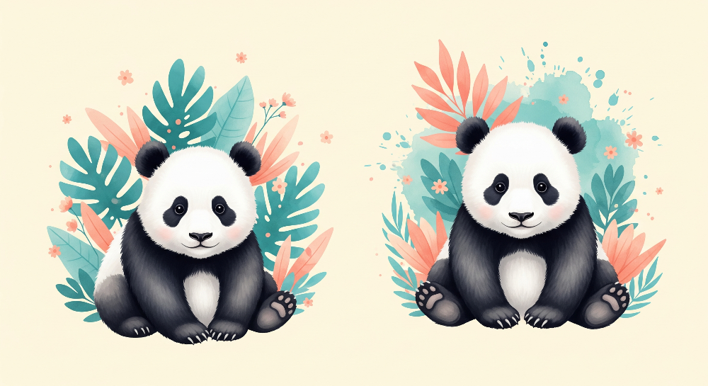 Tropical Panda Pair Wall Mural