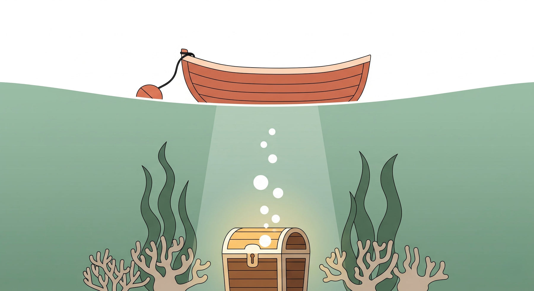 Detailed underwater adventure mural wallpaper design pattern with coral and treasure by Kids-Mundo