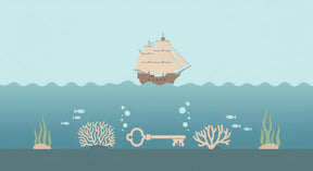 Detailed underwater adventure mural wallpaper design pattern with ship and coral by Kids-Mundo