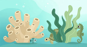 Detailed underwater sea mural wallpaper design pattern with turtle and seahorse by Kids-Mundo