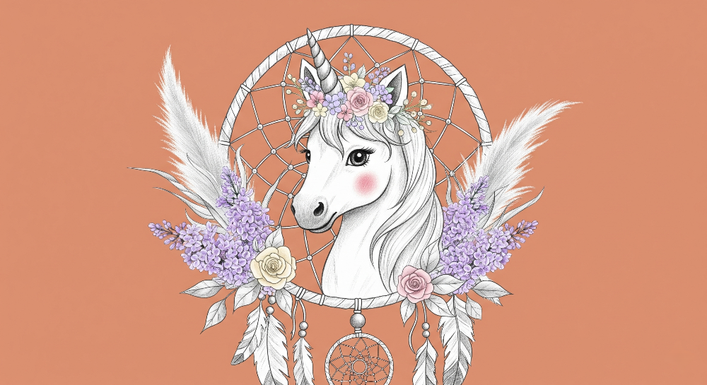 Unicorn Floral Dreamcatcher Wall Mural