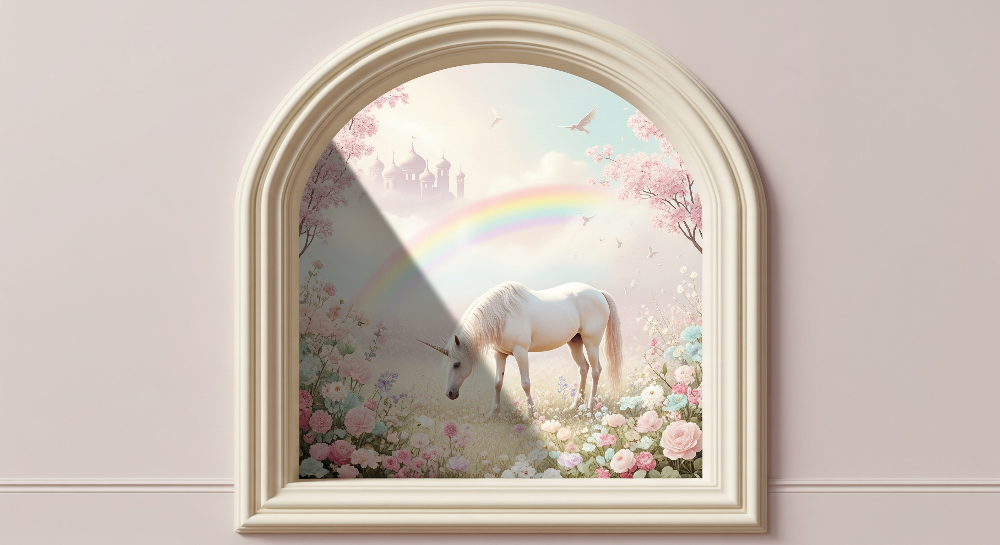 Unicorn Garden Window Wall Mural
