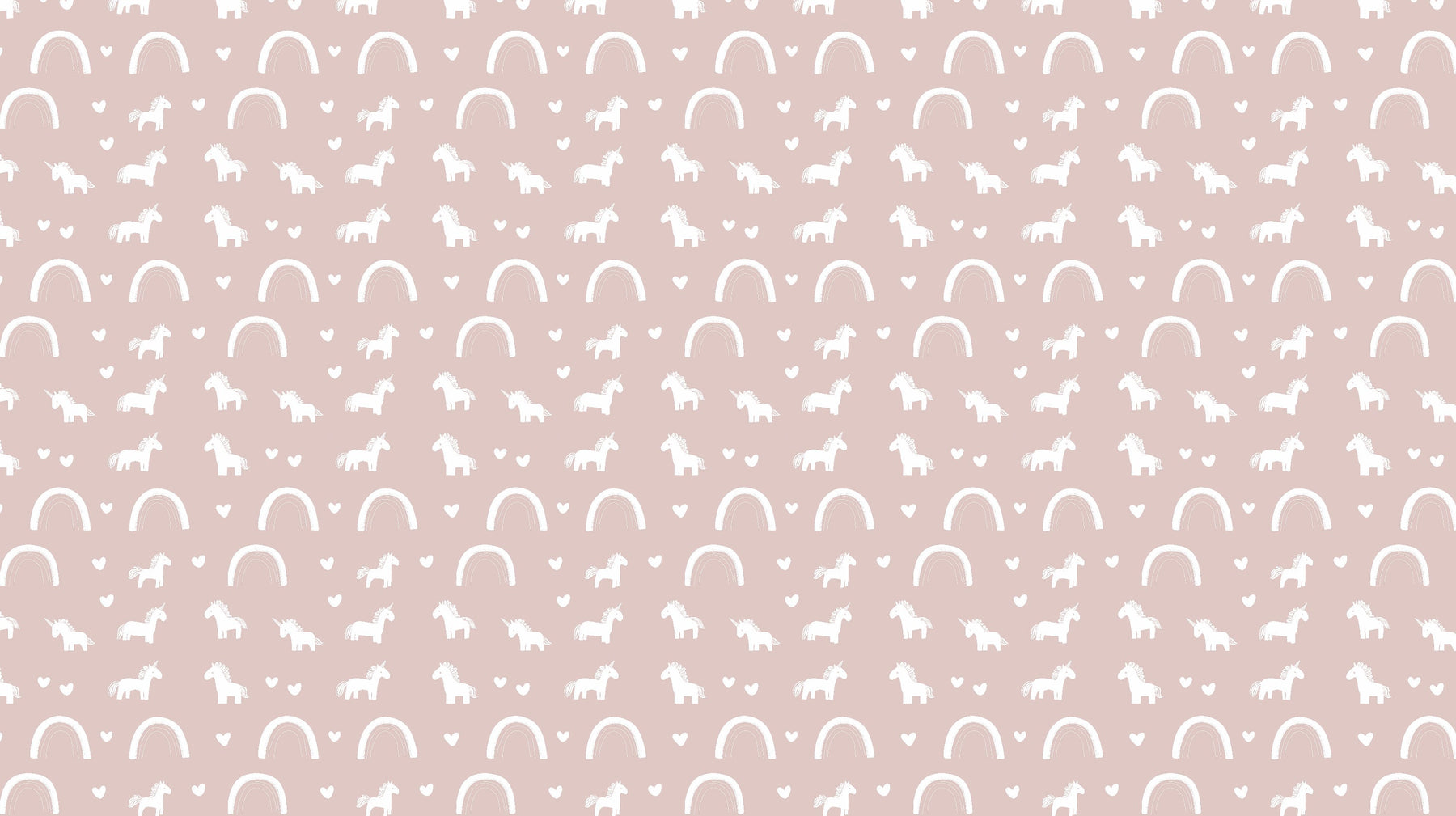Detailed unicorn and rainbow mural wallpaper design pattern on pink background by Kids-Mundo