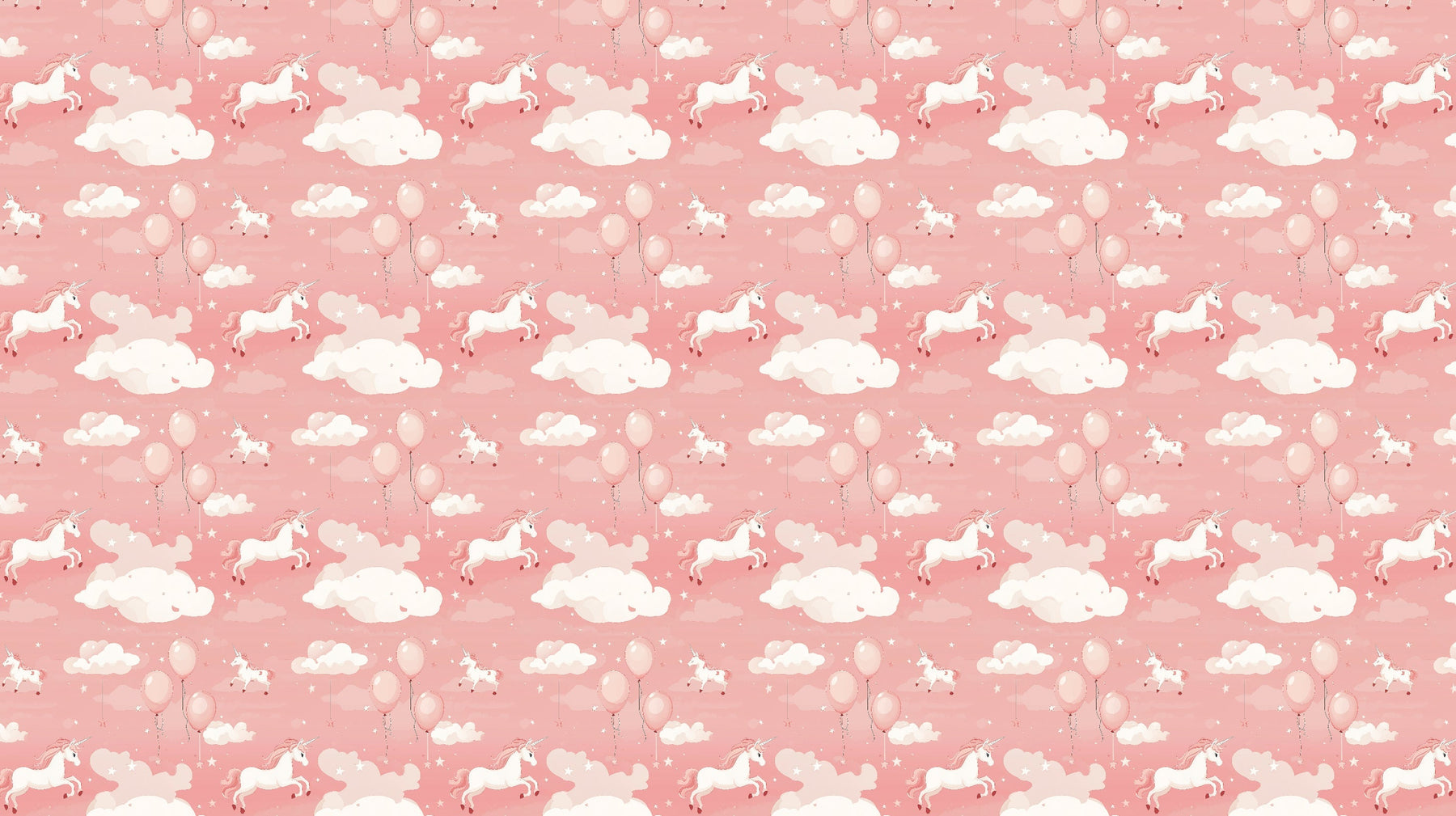 Detailed unicorn mural wallpaper design pattern with pink sky and magical elements by Kids-Mundo