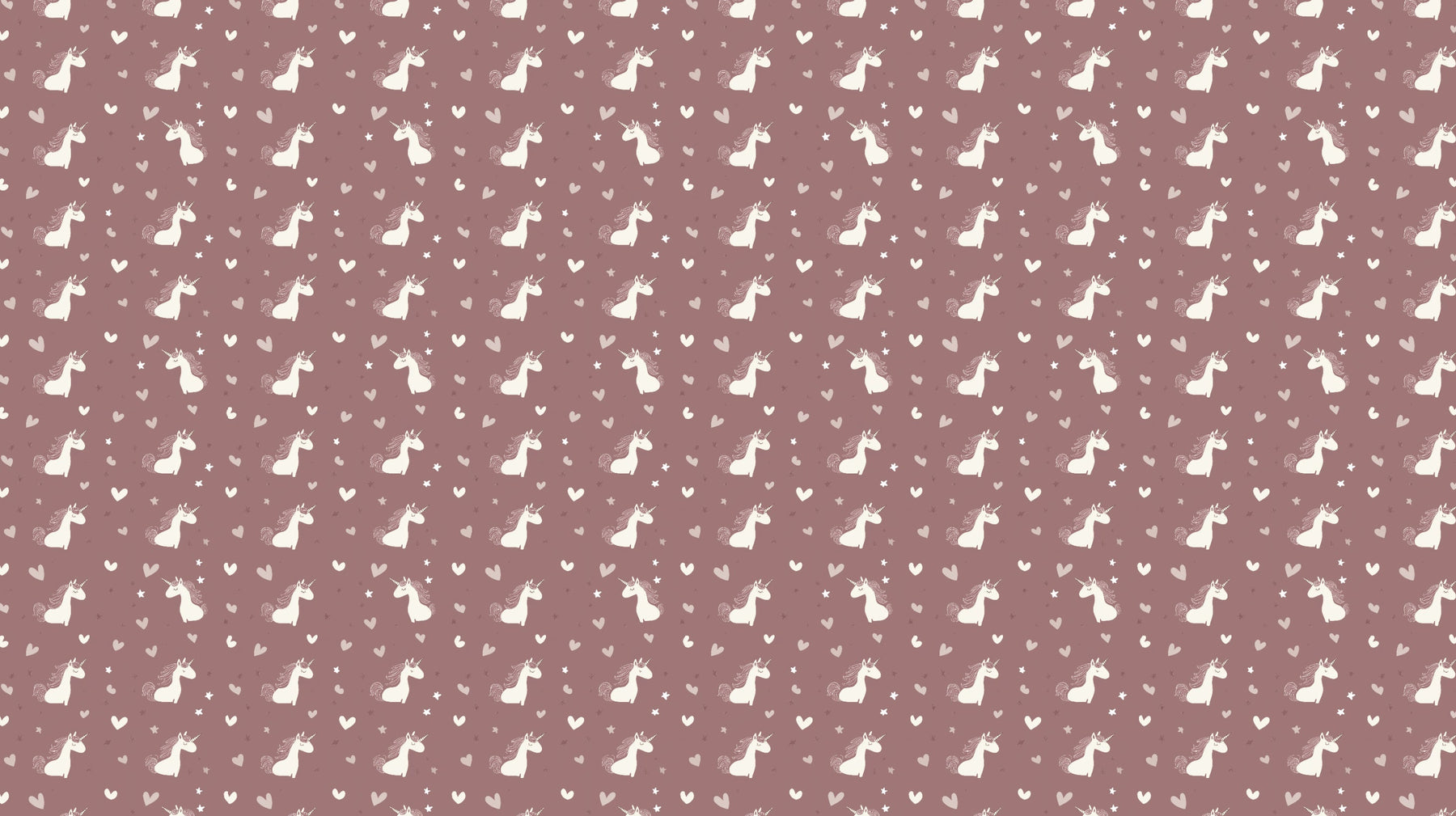 Detailed unicorn and hearts mural wallpaper design pattern on soft pink background by Kids-Mundo