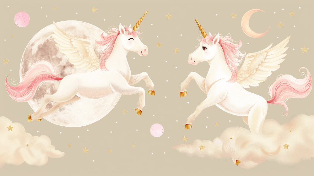 Detailed unicorn and starry sky mural wallpaper design pattern by Kids-Mundo