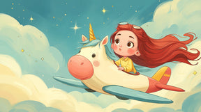 Detailed unicorn flying adventure mural wallpaper design pattern by Kids-Mundo